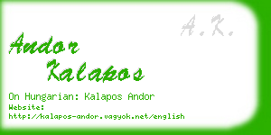 andor kalapos business card